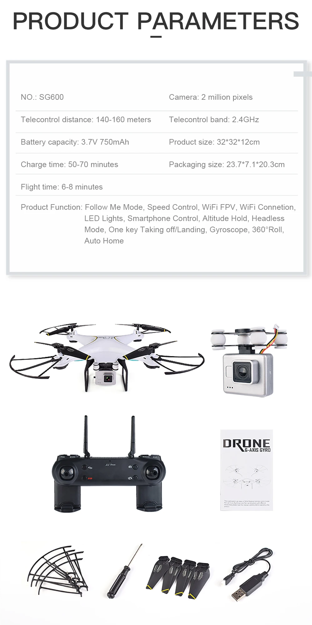Радиоуправляемый Дрон SG600 с wifi FPV камерой Квадрокоптер с автоматическим возвратом высоты режим удержания без головы Вертолет VS X5HW X5SW E58 XS809W