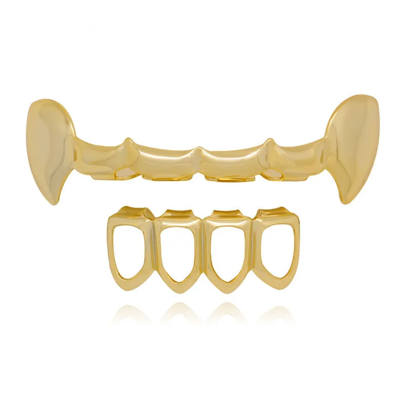 GOLD Mainlead хип-хоп Grillz верхние и нижние золотые зубы стоматологические открытые вампирские грили шапки вечерние ювелирные изделия на Хэллоуин - Окраска металла: GOLD