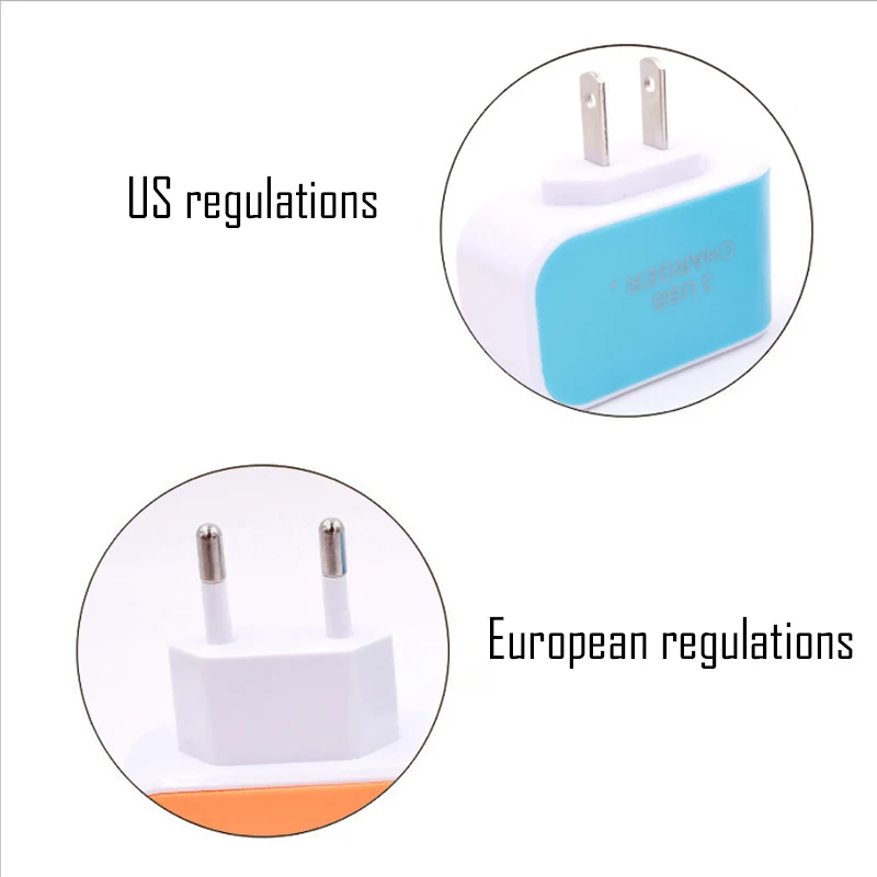 3 порта USB зарядное устройство адаптер переменного тока EU US настенное для