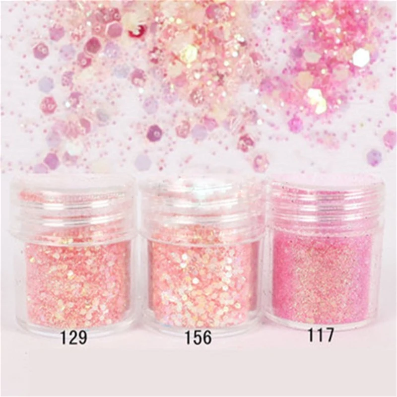 

FMA03-9-13 Holographic Laser Nail Glitter Powder Ultra-thin Shining 3Kinds Pink Glitters 10g Manicure Nail Art Glitter Pigment