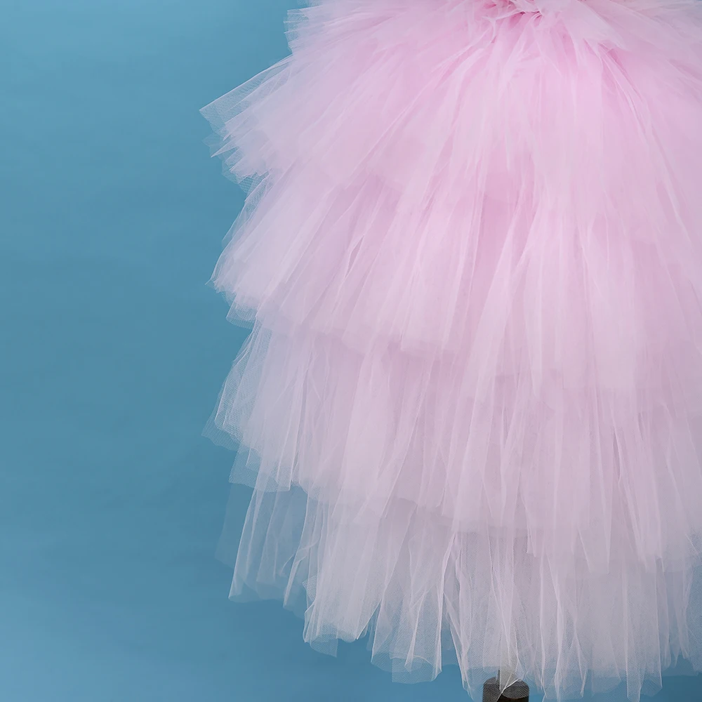 Многоярусное розовое платье-пачка для девочек цельнокроеное платье принцессы с