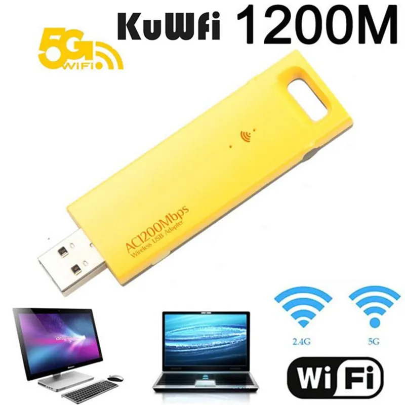 KuWFi мини USB Wifi адаптер 1200 мбит/с двухдиапазонный беспроводной 802.11ac антенна