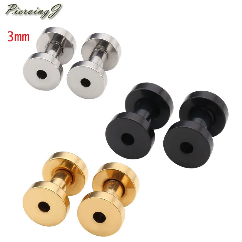 3mm mixed PiercingJ Нержавеющая сталь винт Туннели для ушей носилки Expander Kit 8ga(3 мм), 4ga(5 мм) вид датчики, серебристый/золотистый/черный - Окраска металла: 3mm mixed