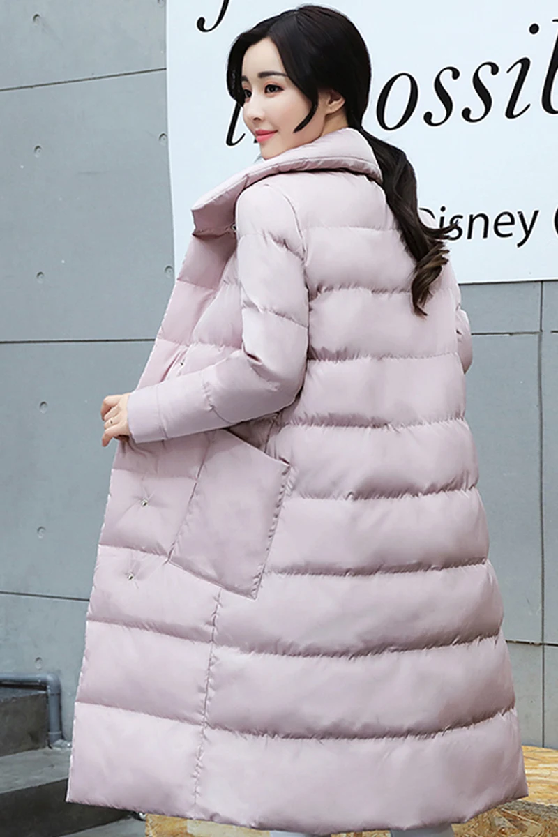 pink Новинка, Длинная женская зимняя куртка, пальто со стоячим воротником, длинное пуховое хлопковое пальто Parkar, женская зимняя верхняя одежда для отдыха, женские пальто YZ364 - Цвет: pink