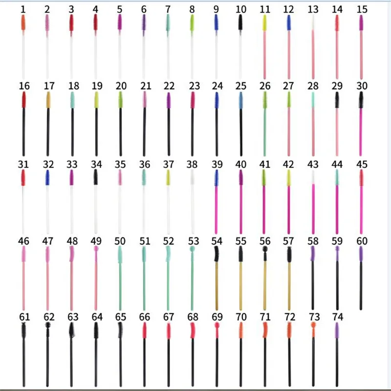 50pcs One-off Silicone Mascara Wands Applicator Disposable Eyelash Brushes Towel Shape Makeup Brush For Eyelash Extension