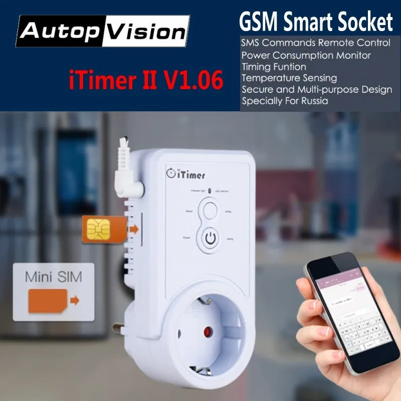Умная розетка с датчиком температуры GSM Smart Power Plug пульт дистанционного
