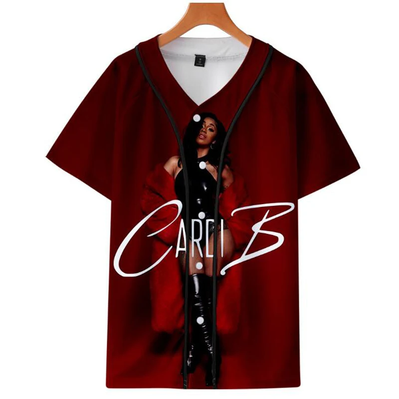 Мужские/женские летние топы, одежда, Бейсбольная Футболка Cardi B с 3D принтом Harajuku, бейсбольная Футболка, хип-хоп, 3D короткий рукав - Цвет: 004