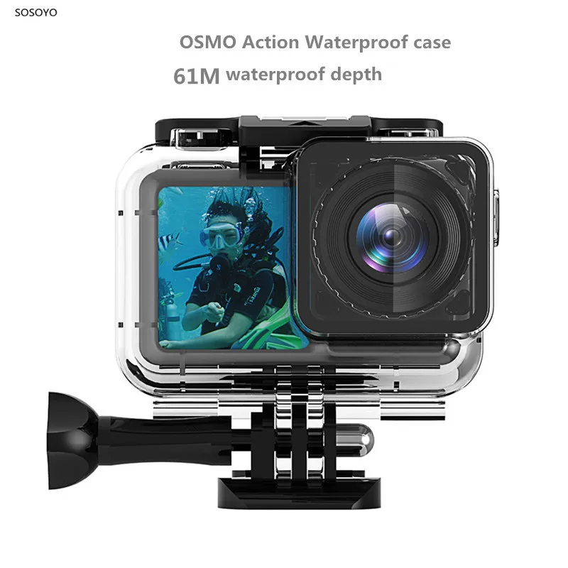 

61M Waterproof Case Protective Housing Shell Underwater Diving cover For DJI OSMO Action Sports Camera Accessories