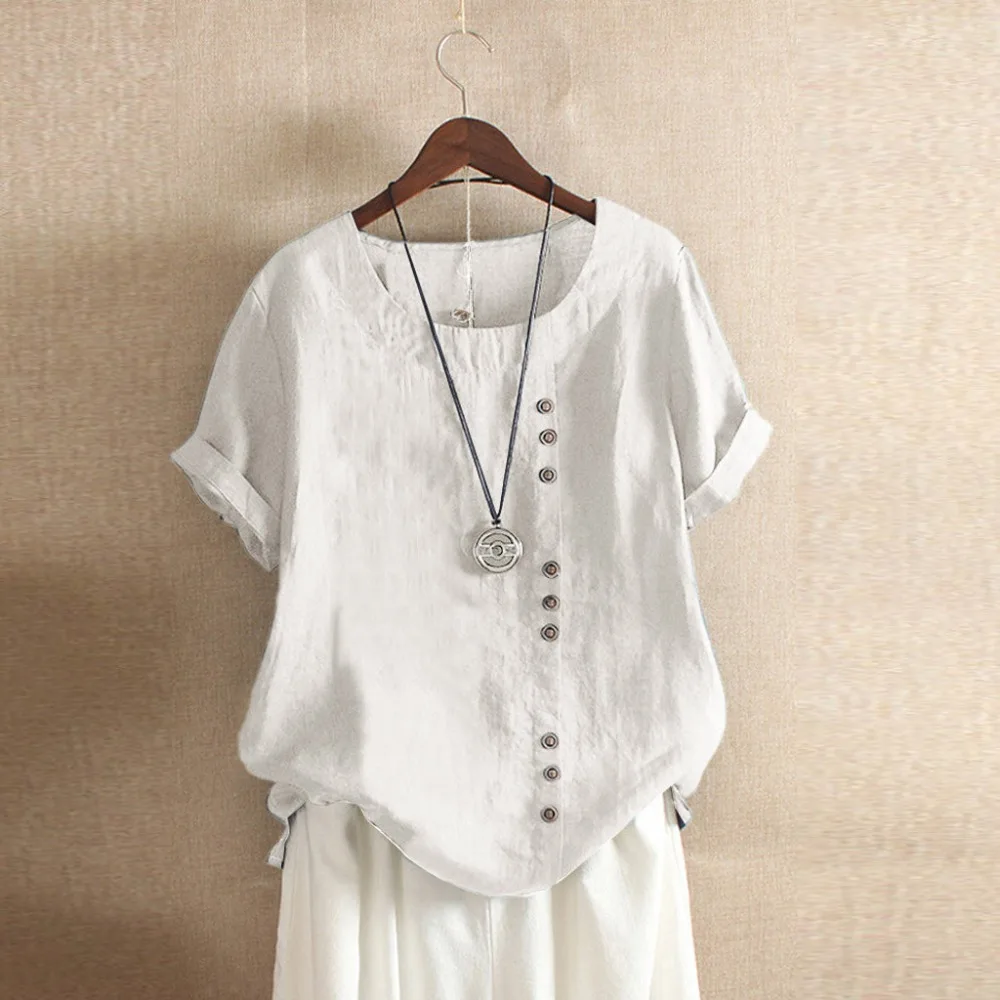 Женская блузка большого размера повседневные свободные льняные топы на