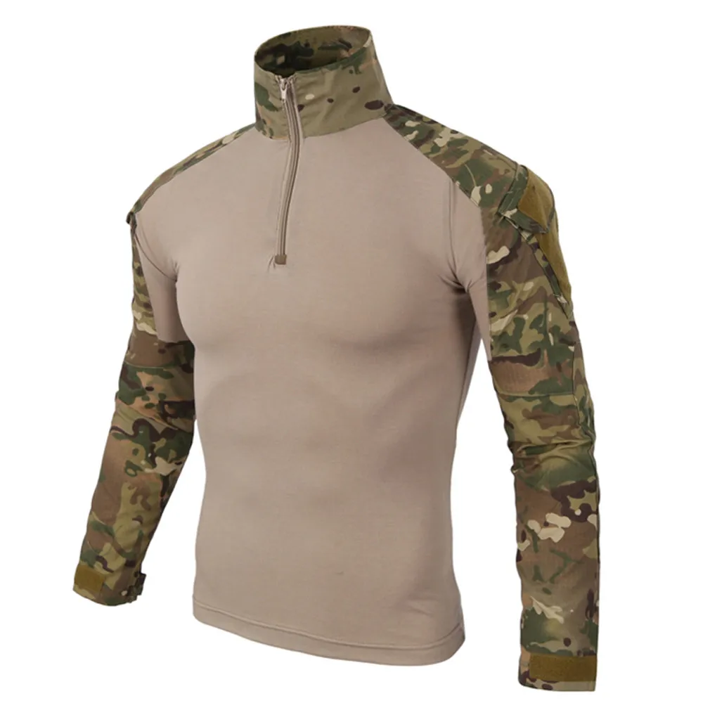 Камуфляжная армейская футболка для мужчин, США, RU, солдат, Боевая тактическая футболка, военная сила, Мультикам, камуфляжные Футболки с длинным рукавом