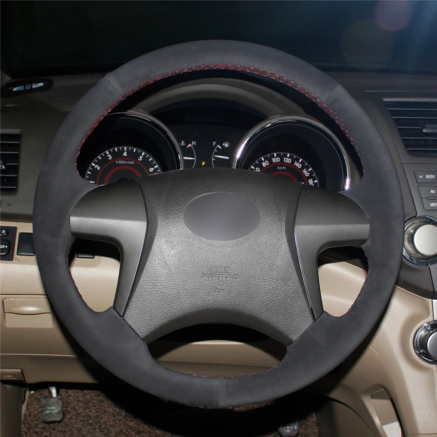 Чехол на руль MEWANT прошитый вручную черный замшевый для Toyota Highlander 2008 2009 2010 2011 2012 2013