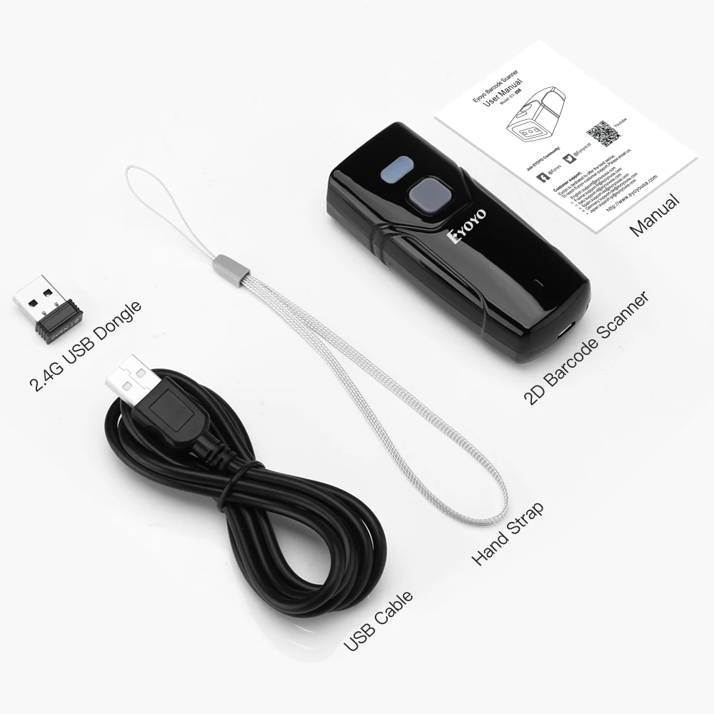 Мини сканер штрих кода Eyoyo 1D QR 2D с Bluetooth 2 4 ГГц|Сканеры| |