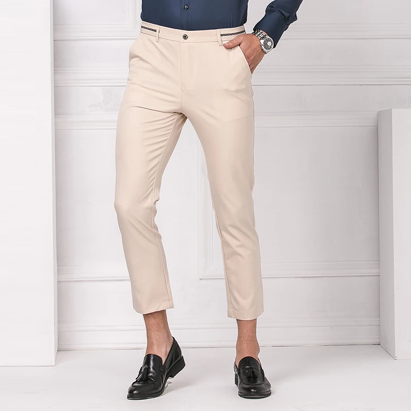 High-end Men Ankle-Length Pants Casual Mens Business Trousers 2017 New Fashion Designer Korean Slim Fit Pant Big Size 28-36 | Мужская
