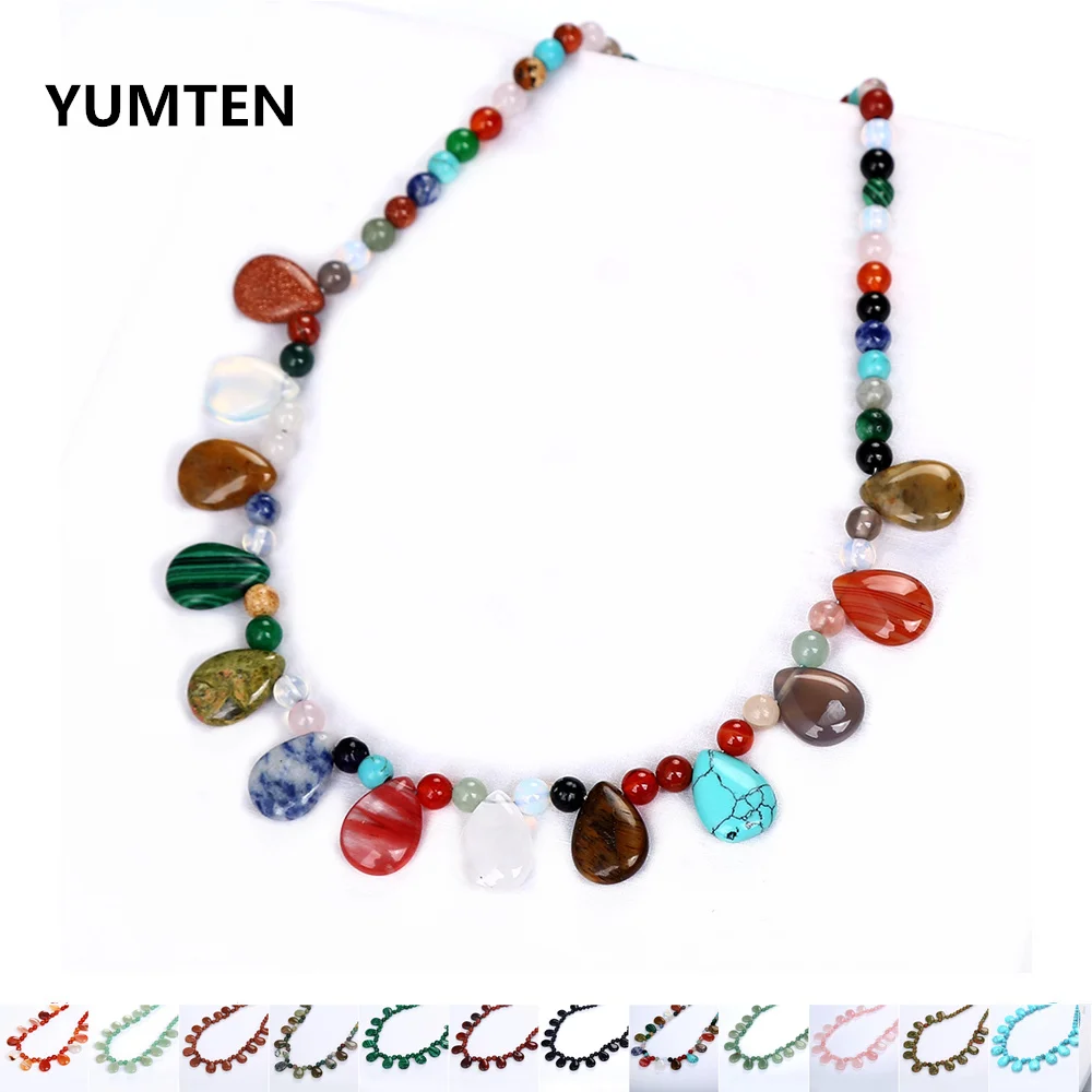 Ожерелье с подвеской в виде капли воды из натурального кристалла женское