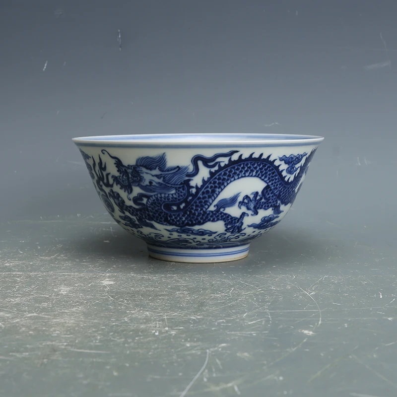 

Фарфоровая чаша династии Сун, сине-белая чаша с Фениксом, ручная роспись, украшение, коллекция, бесплатная доставка