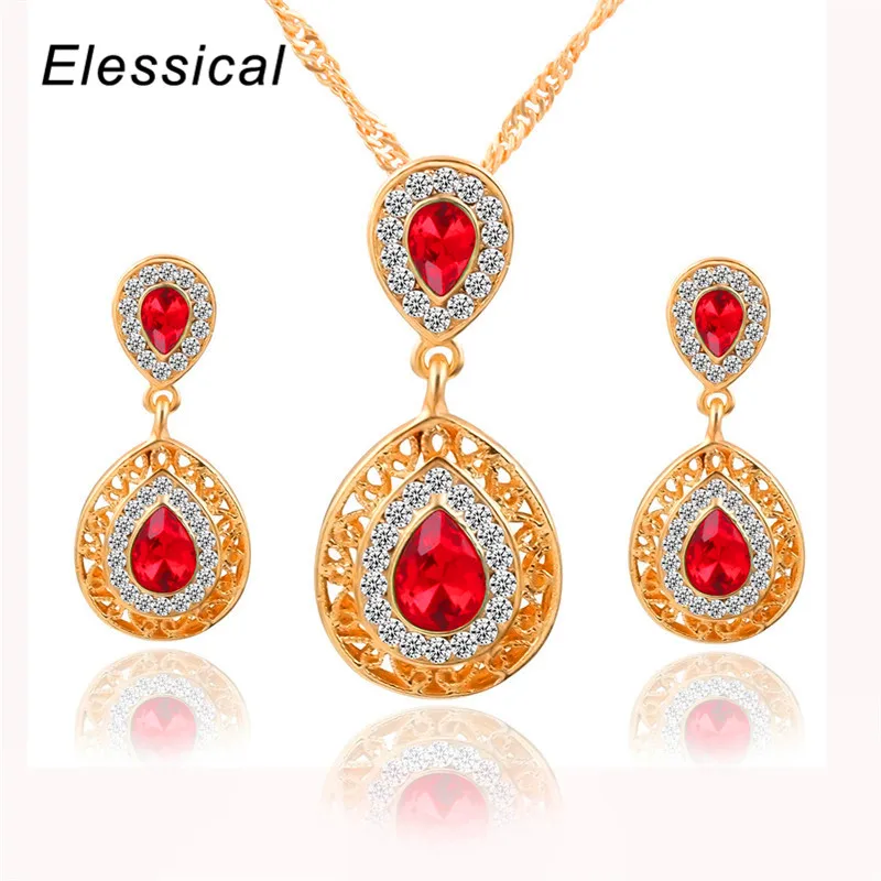 ELESSICAL новые серьги Цепочки и ожерелья комплект Комбинации Кристаллические