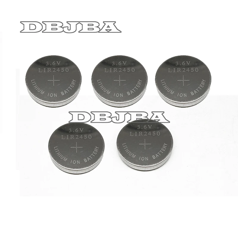 

Перезаряжаемые аккумуляторы LIR2450, 5 шт. упак. 3,6 В, 120 мА · ч, 500 раз, литиевые монеты, сменные батарейки CR2450