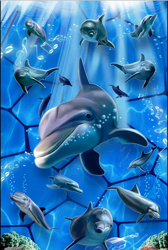 3D фрески на заказ подводный мир 3 d дельфин обои для гостиной дивана телевизора