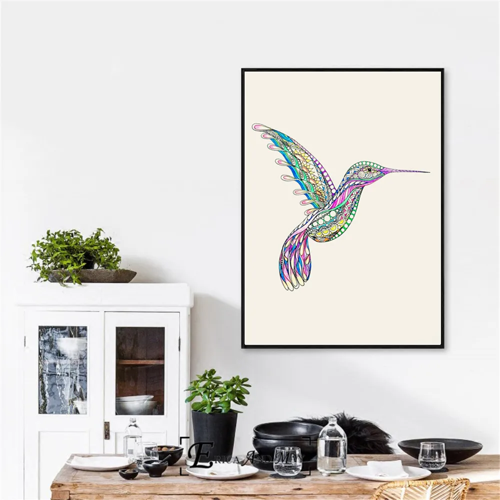 Абстрактная Настенная картина на холсте с птицей бабочкой стрекозой плакаты и