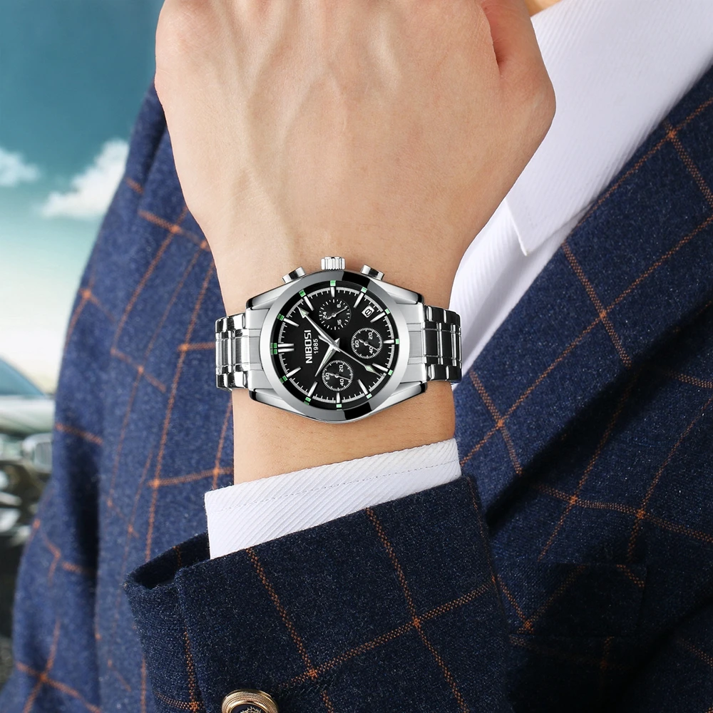 

NIBOSI Fashion Mens Watches Top Luxury Brand Military Male Clock Analog Quartz Watch Men Sport Chronograph Relogio Masculino