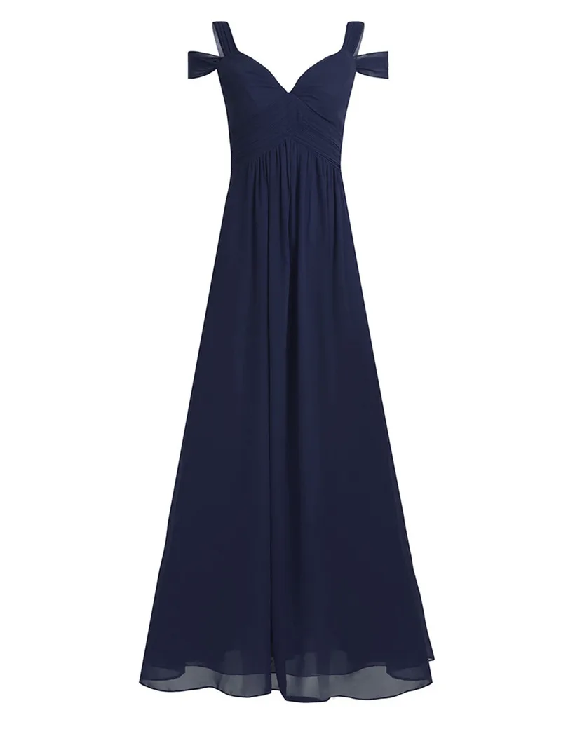Navy Blue Tiaobug/женские шифоновые платья подружки невесты с открытыми плечами длиной до пола, вечерние платья для выпускного вечера, платья подружки невесты - Цвет: Navy Blue