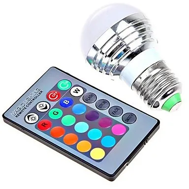 Высокое качество E26/E27 3 W LED 180 LM RGB светодиодные круглые лампы с дистанционным