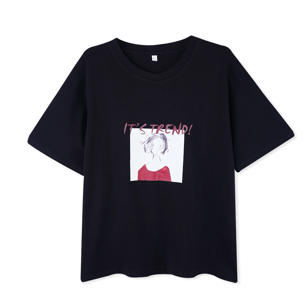 

2019 Summer Fashion Cotton T-shirt Women T shirt Cartoon Character Print Basic Casual Funny Tee shirt Harajuku T-shirt Female