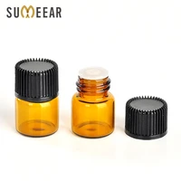 100piecelot 1ml amber glass essential oil bottle with orifice reducer and cap small glass bottle for liquid sample test bottle