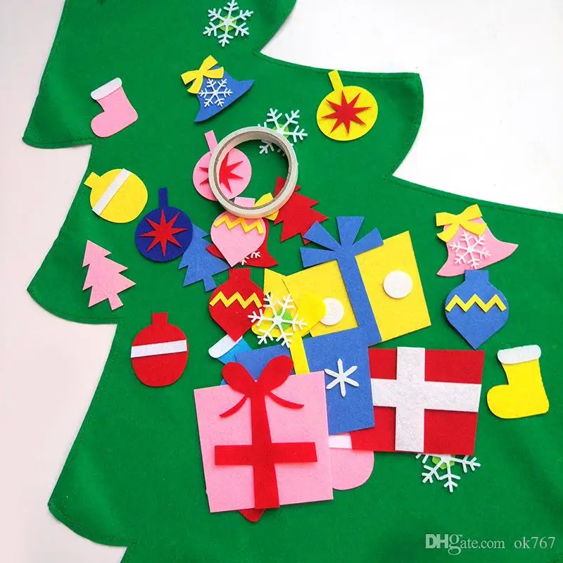 

NEW Hot sale Kids DIY Felt Christmas Tree Set with Ornaments Children Gift Toddler Door Wall Hanging Preschool Craft D