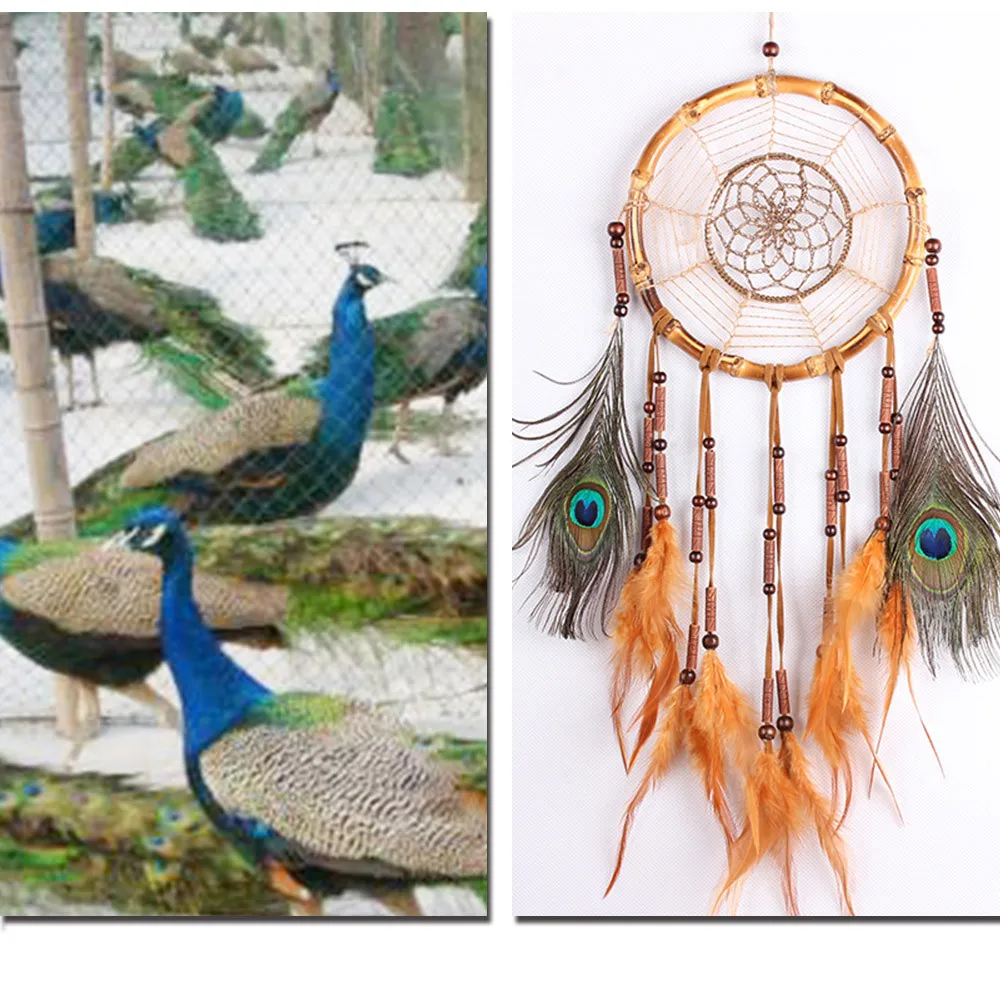 Индийский Ловец снов подарков ручной работы сети с перьями стене висит украшение