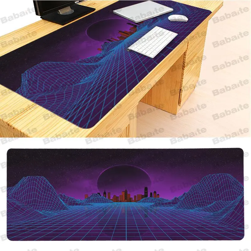 Lock Edge 30X90cm Babaite Synthwave прочный резиновый коврик для мыши Размер для 40x90 см Коврик для компьютерной мыши - Цвет: Lock Edge 30X90cm