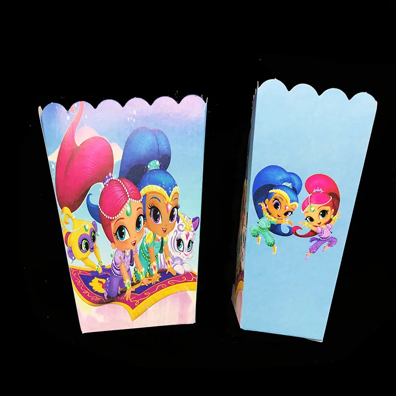 6 шт./лот Мерцающая сияющая тема коробка для попкорна мерцающие и сияющие