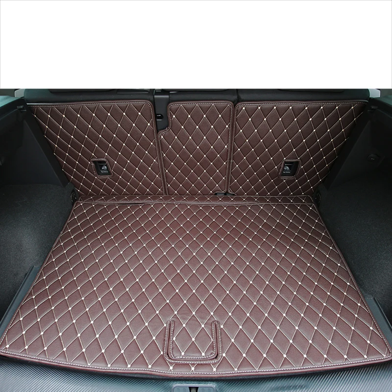 5 pieces coffee Lsrtw2017 волокна кожи багажник автомобиля коврик для Volkswagen Tiguan - Название цвета: 5 pieces coffee