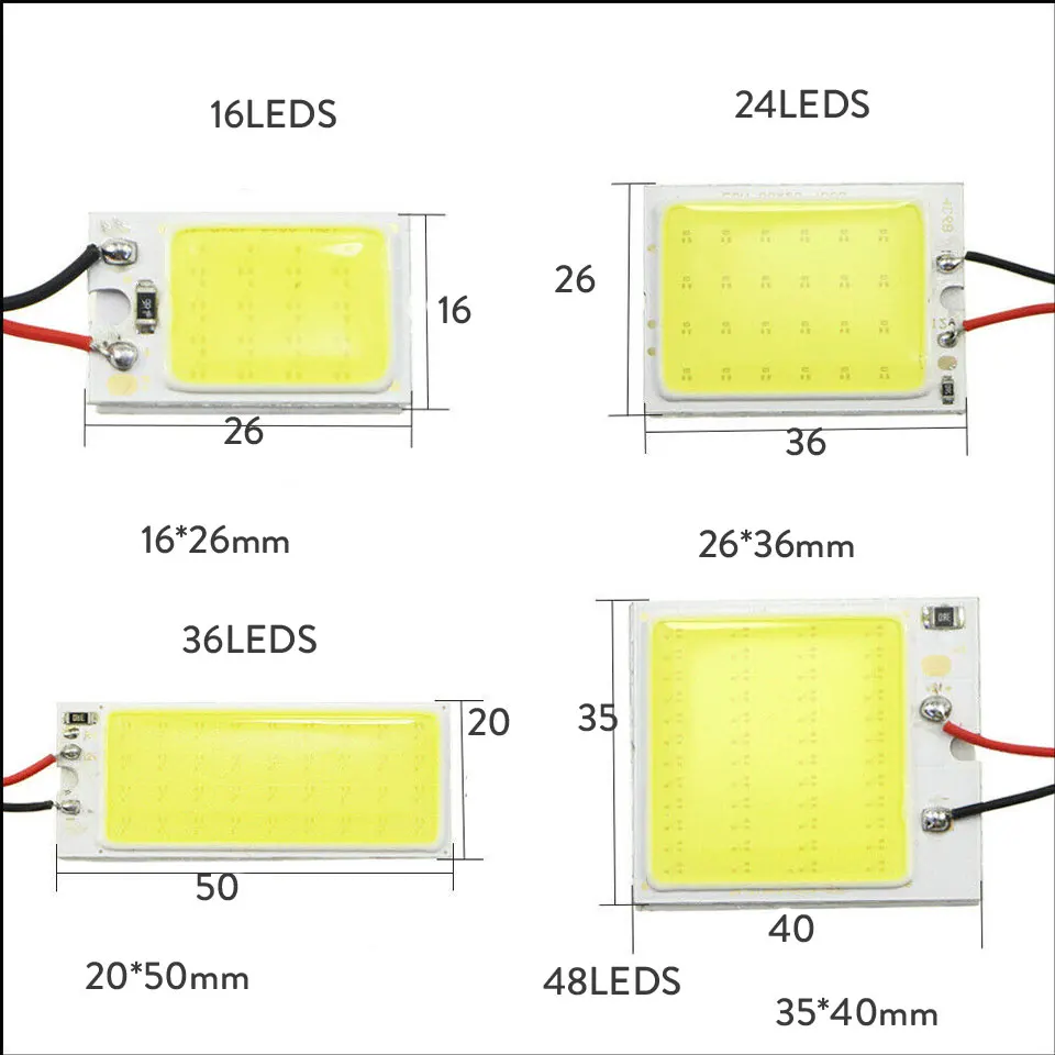 Светодиодный купольный светильник для чтения Карта Лампа T10 COB 16 24 36 48SMD Festoon Dome BA9S 3