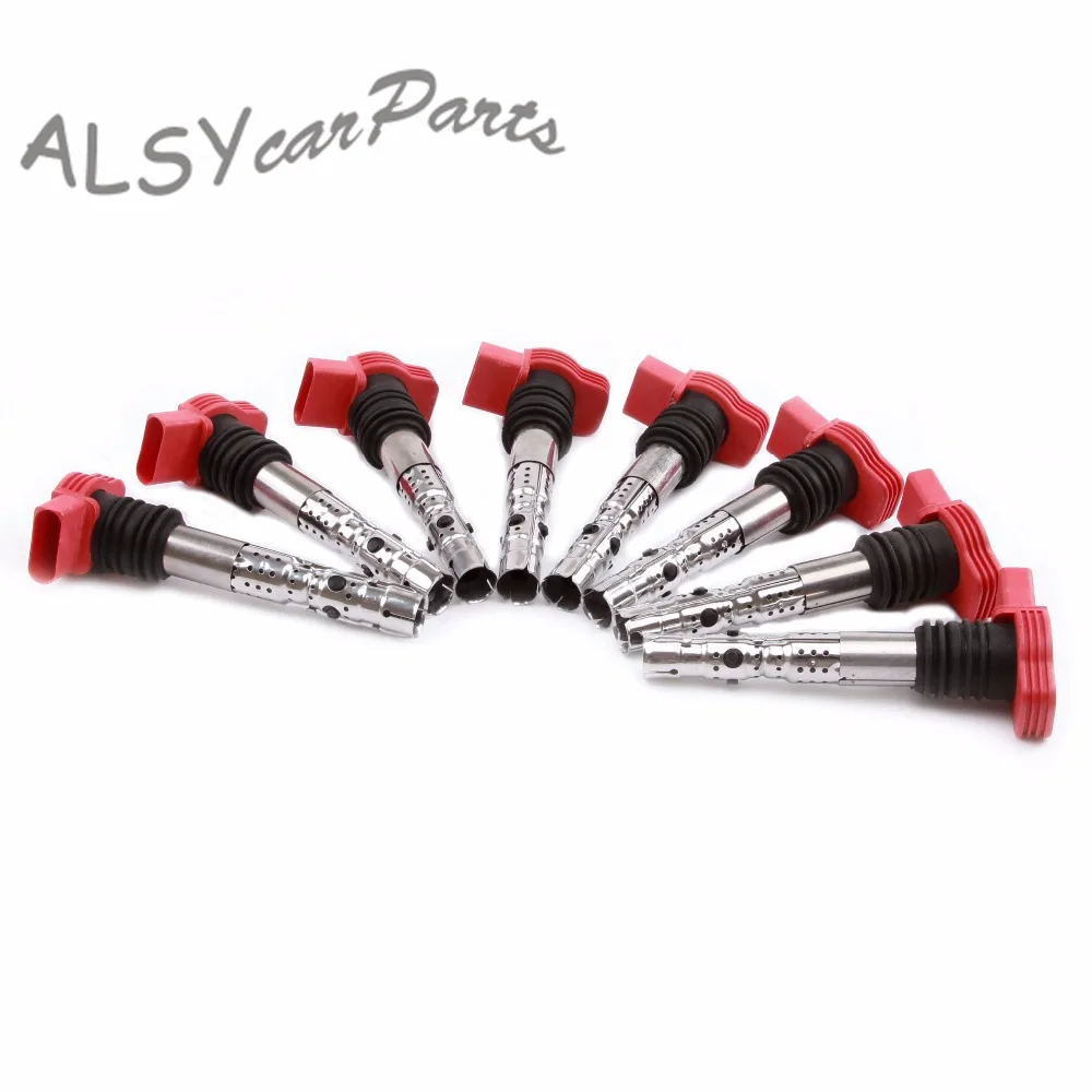 Новые Красные катушки зажигания UF483 для Audi A4 Avant Cabrio S8 Quattro A6 A8 S4 S6 3 0 L V6 ASN BBJ CP294 5C1470