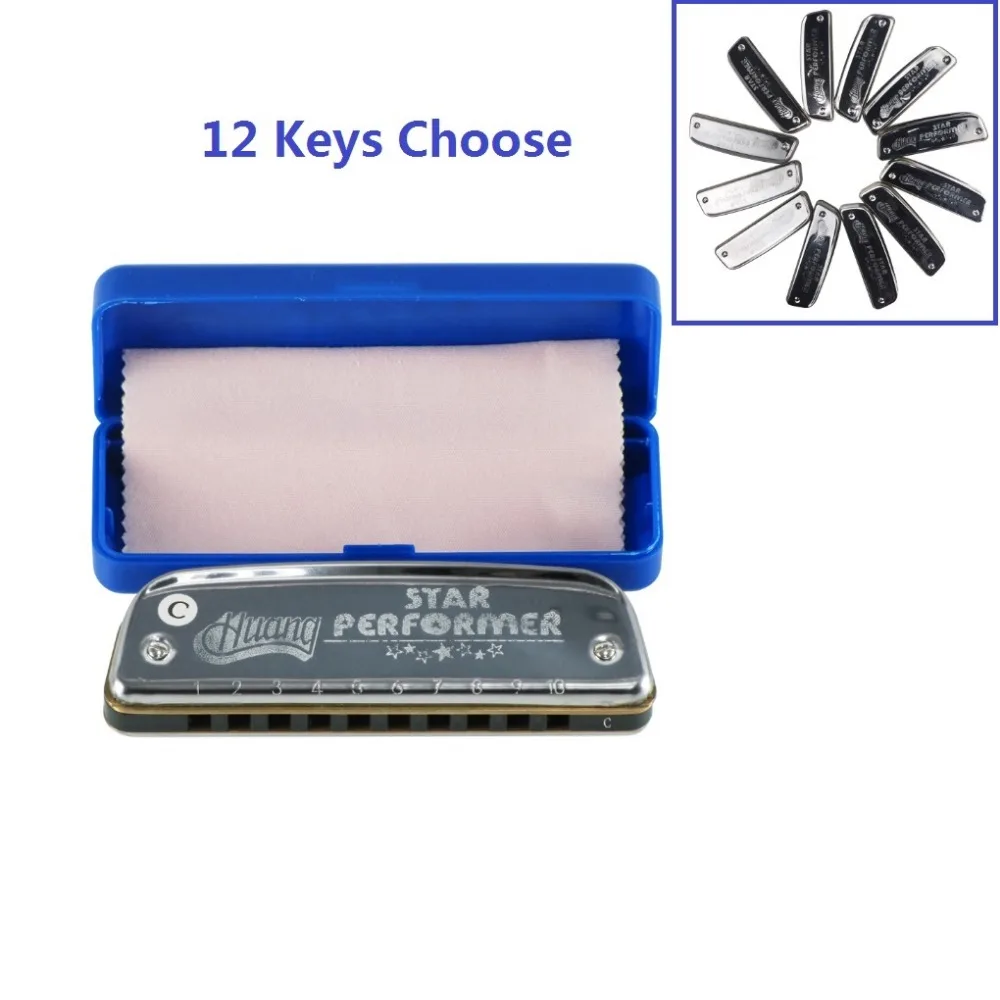 1 шт. Huang 10 отверстий гармоника диатонический Блюз ротовой орган Ключ C A B D E F G bA bB bE