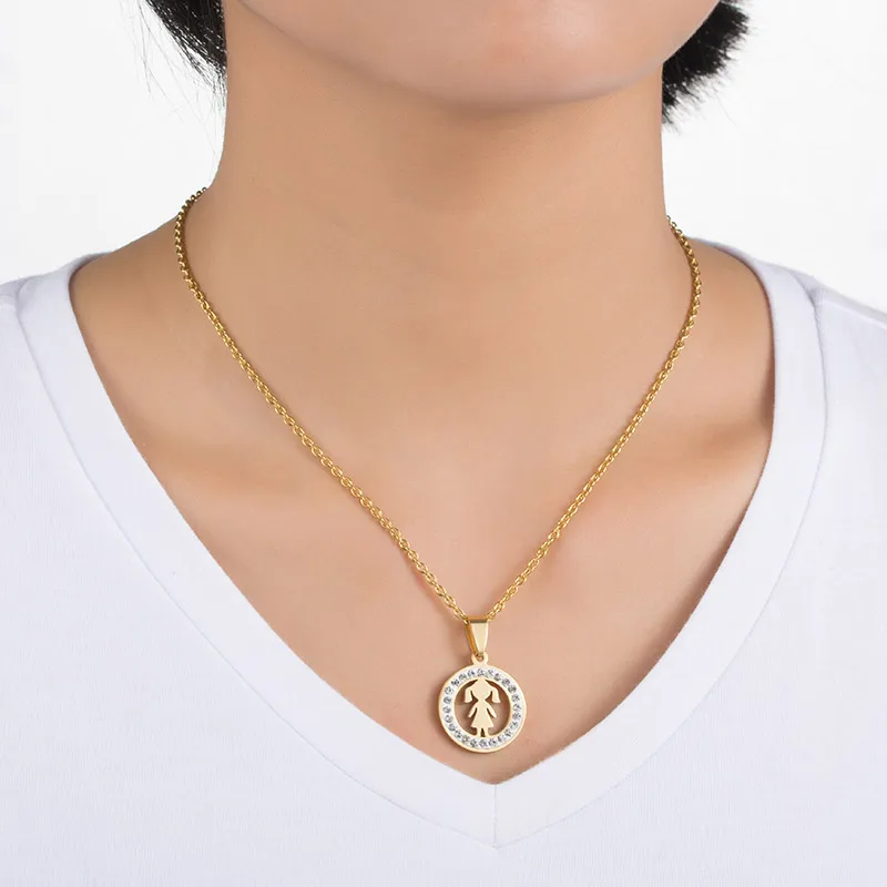 ZFVB Мода Для женщин глины кристалл девочек Ожерелья из нержавеющей стали Семья