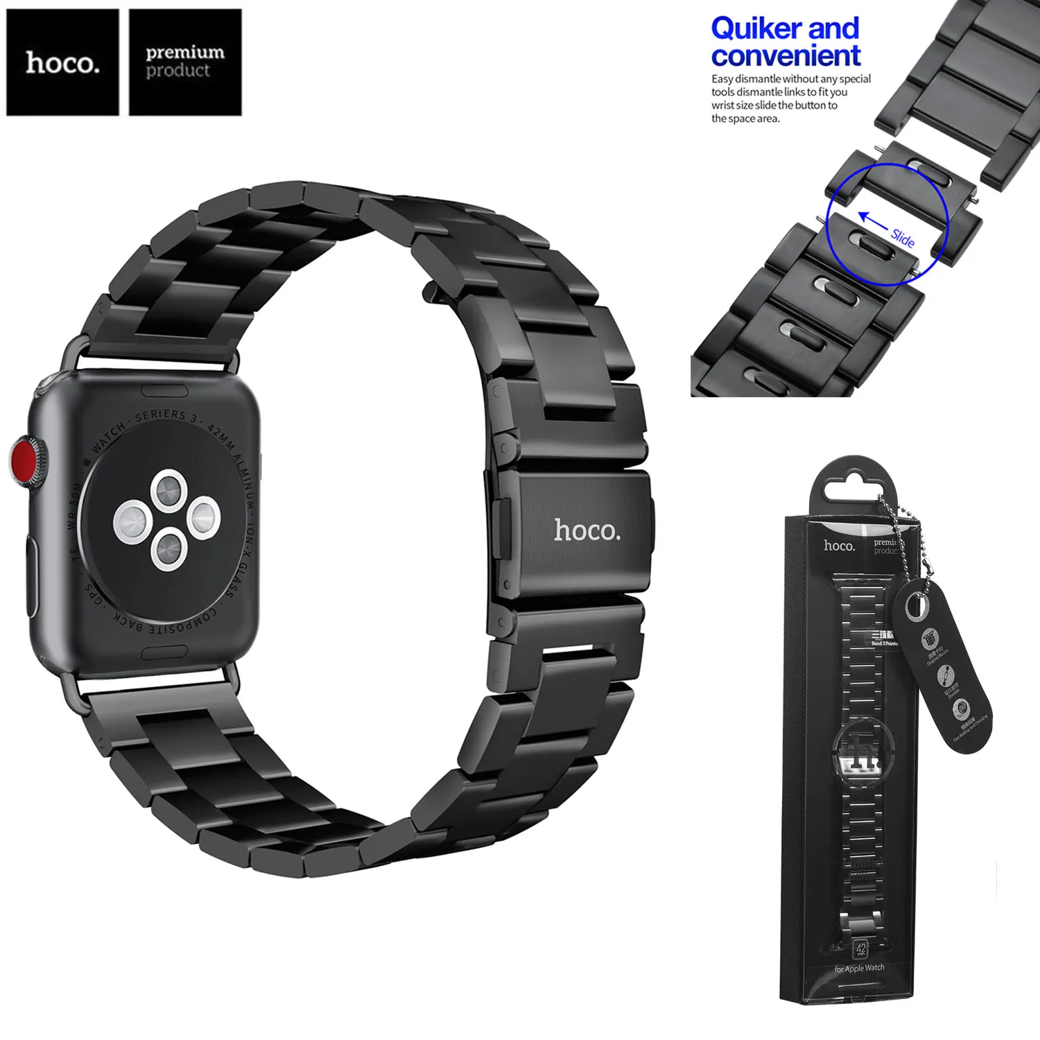 

Ремешок HOCO для Apple Watch Band Series 1 2 3 4, металлический браслет из нержавеющей стали для iWatch 38 мм 42 мм 40 мм 44 мм, оригинал
