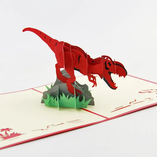 Tarjeta emergente-tarjeta de felicitación de dinosaurio dinomita, tarjeta de felicitación 3D, tarjeta emergente