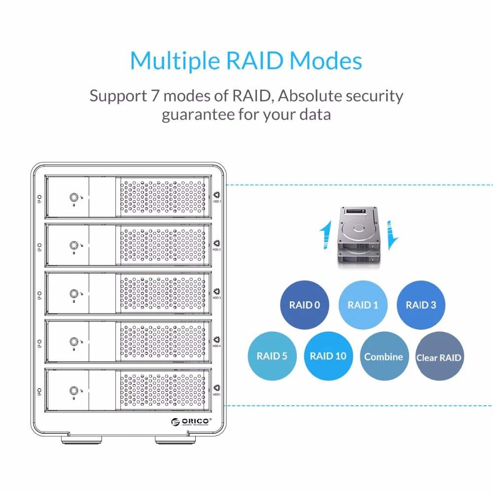 ORICO 9558RU3-SV 3 5 ''внешний HDD корпус 5-bay USB3.0 ESATA Raid док-станция для чехол ноутбука PC |