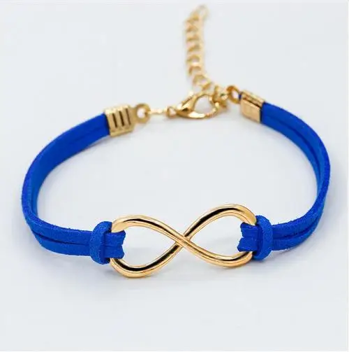 Dark Blue L103 Популярные Европейские Дешевые панк Модные Винтажные Бесконечность 8 крест кожаные браслеты для женщин Подарочные браслеты мужские ювелирные изделия браслеты - Окраска металла: Dark Blue