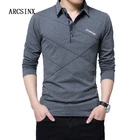 ARCSINX 5XL мужская рубашка-поло, Мужская брендовая рубашка-поло с длинным рукавом, повседневная мужская рубашка, мужские рубашки-поло, Осень-зима