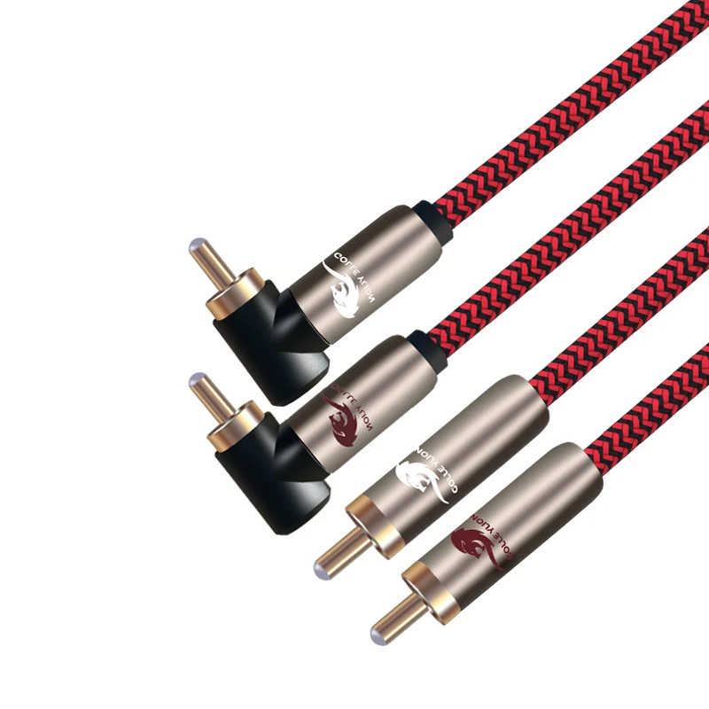 Фото Hifi Двойной RCA кабель 2 угол RCA к 2 прямой RCA TV VCD усилители домашние динамик аудио экранированный кабель 1 м 1,5 3 5 8 15 №1