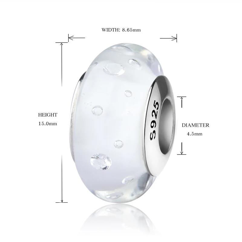 StrollGirl sparkling Murano glass beads 925 silver white color diy charms fit original charm charms bracelet women jewelry