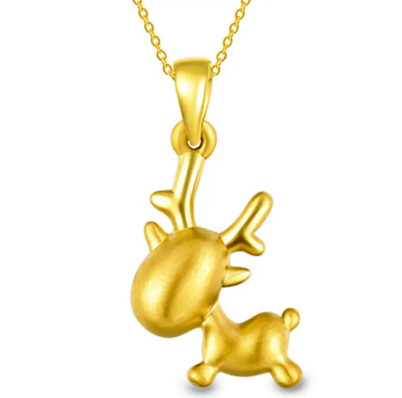 

Pure 999 24k Yellow Gold Pendant / 3D Lovely Little Deer Pendant / 1.3-1.6g