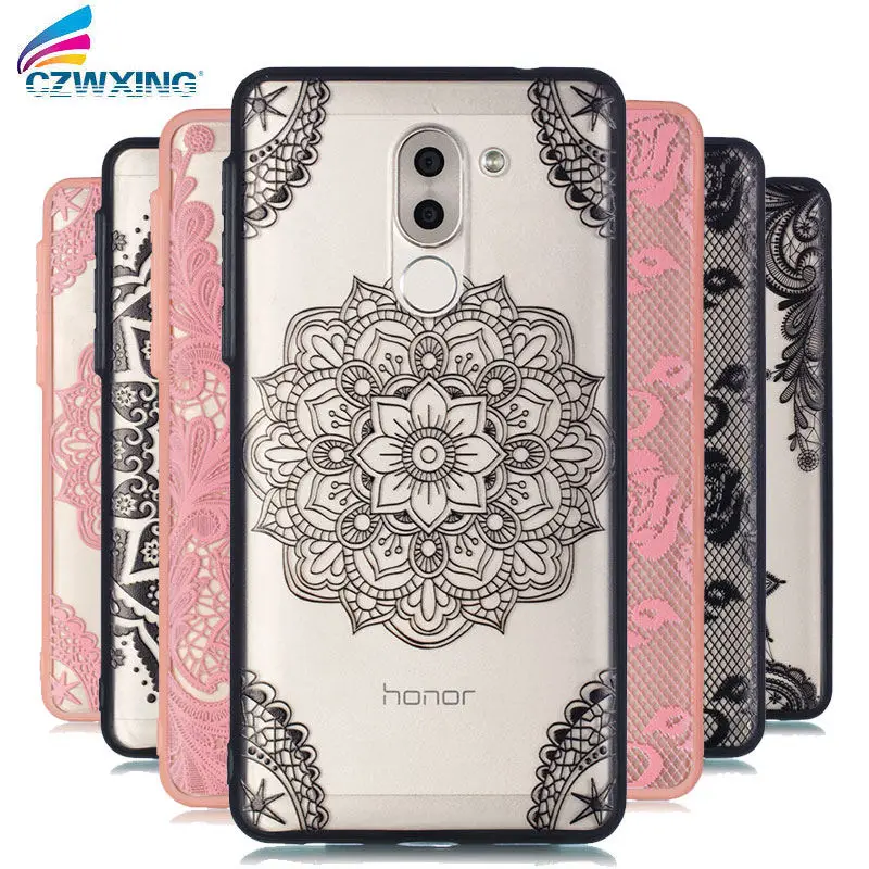 Цветочный чехол с кружевной мандалой для Huawei Honor 6X X6 6 X BLN-L21 Чехол Жесткий ПК + ТПУ