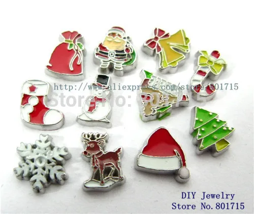 as gift FC321 Christmas series 10pcs zinc alloy DIY floating locket living charms fit for memory | Украшения и аксессуары