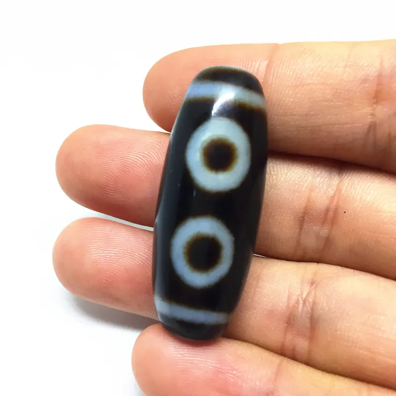 Бусины из натурального агата 12 мм * 38 черные и белые с рисунком 5 глаз амулет