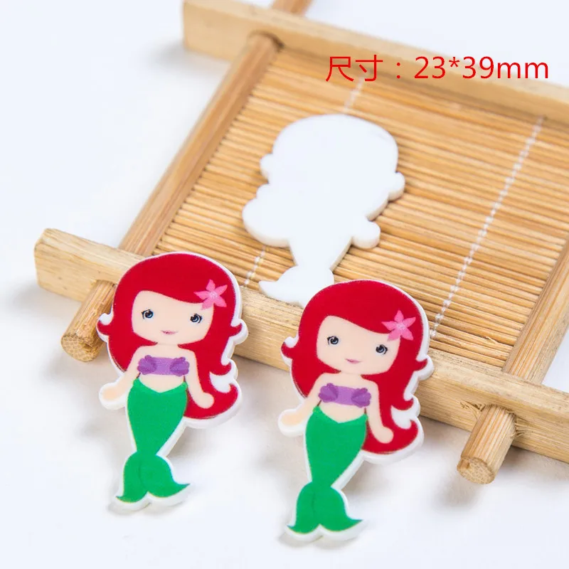 Kawaii плоское заднее украшение из смолы мультяшная маленькая русалочка принцесса