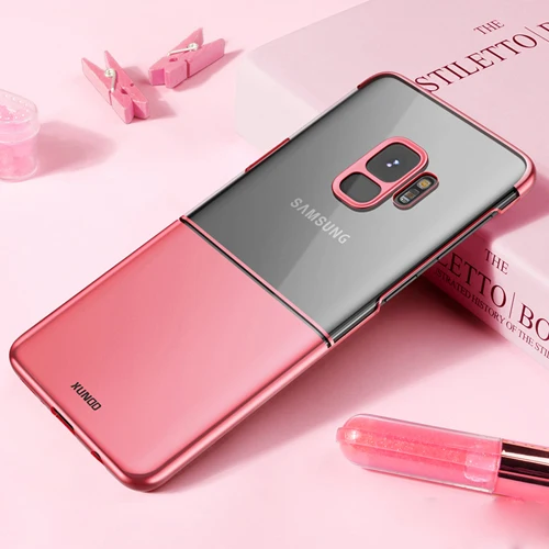Xundd Роскошный прозрачный чехол из поликарбоната для samsung Galaxy S8 S9 S9 Plus, задняя крышка из жесткого поликарбоната для Note 8 S9+ чехол, fundas, высокое качество - Цвет: Rose Gold